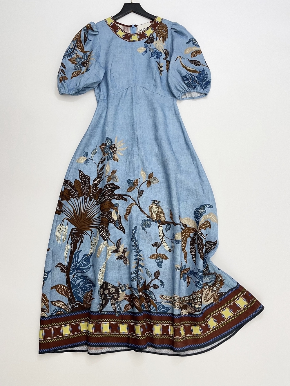 ALEMAIS Georgie Puff Sleeve Linen Midi Dress - Picture 9 of 14